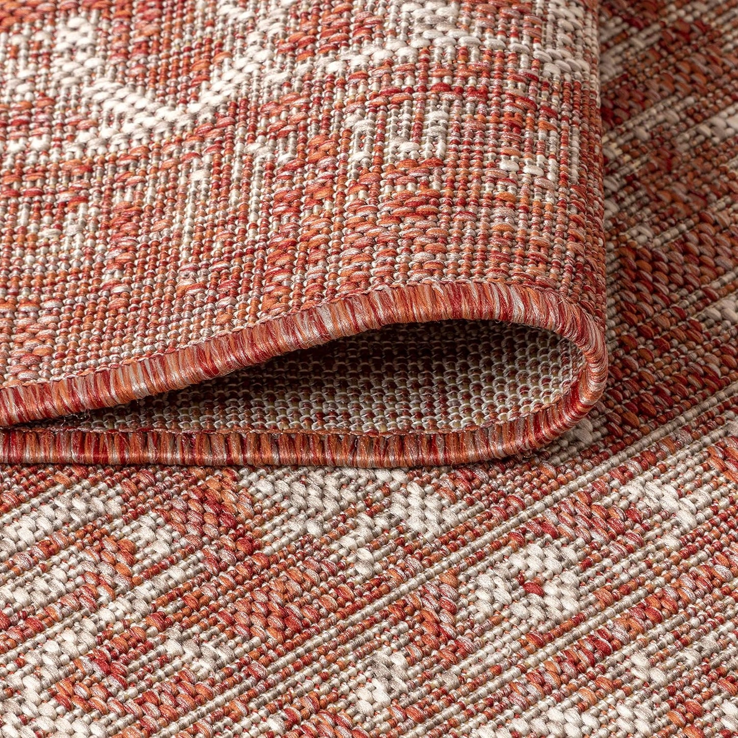 Tapete texturizado bohemio Malta 3ft cuadrado rojo/gris