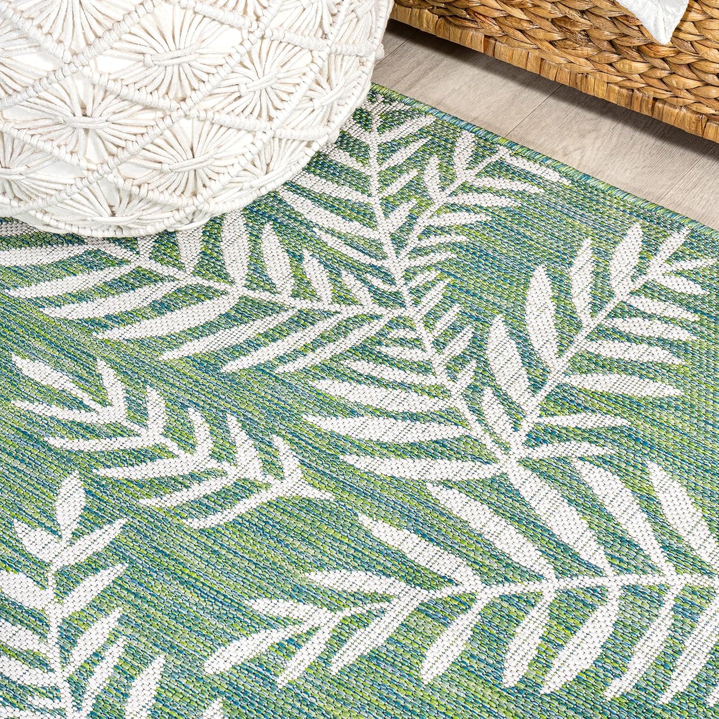 Alfombra pasillo 2x10ft color crema/verde Nevis para patio