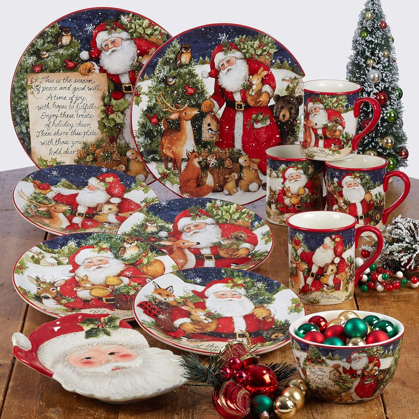 Set 4 platos canapé muñeco nieve cerámica navideña