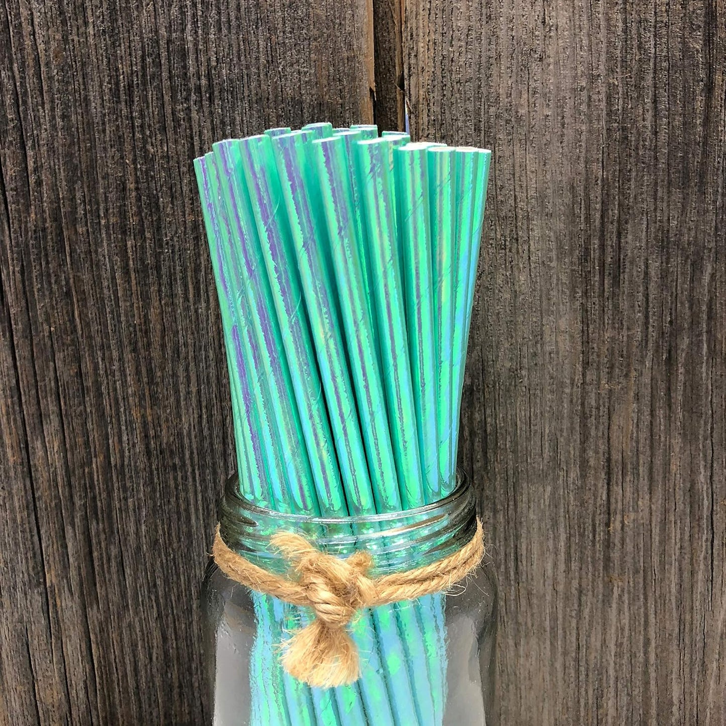 Pajitas aluminio iridiscente azul y verde 7.75pulg 100uds