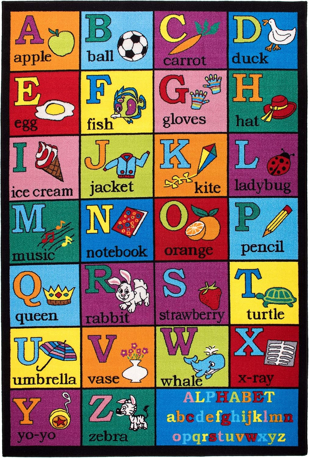Alfombra antiderrap educativa para niños 5x7ft multicolor