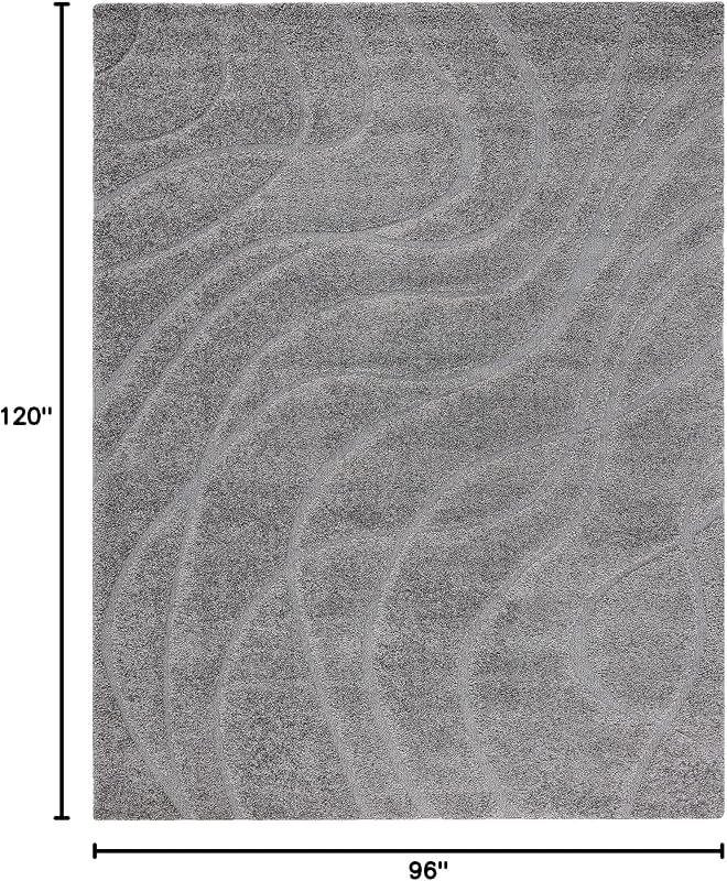 Alfombra 8x10 felpa gruesa sin desprendimientos gris