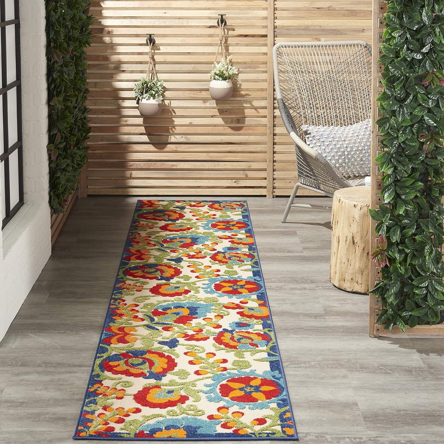 Tapete interior exterior 2x12ft multicolor fácil limpieza