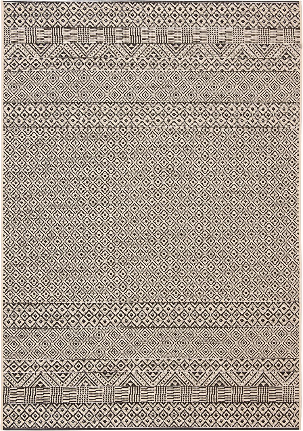 Alfombra lavable Courtyard 4x5'7" beige y negro patio