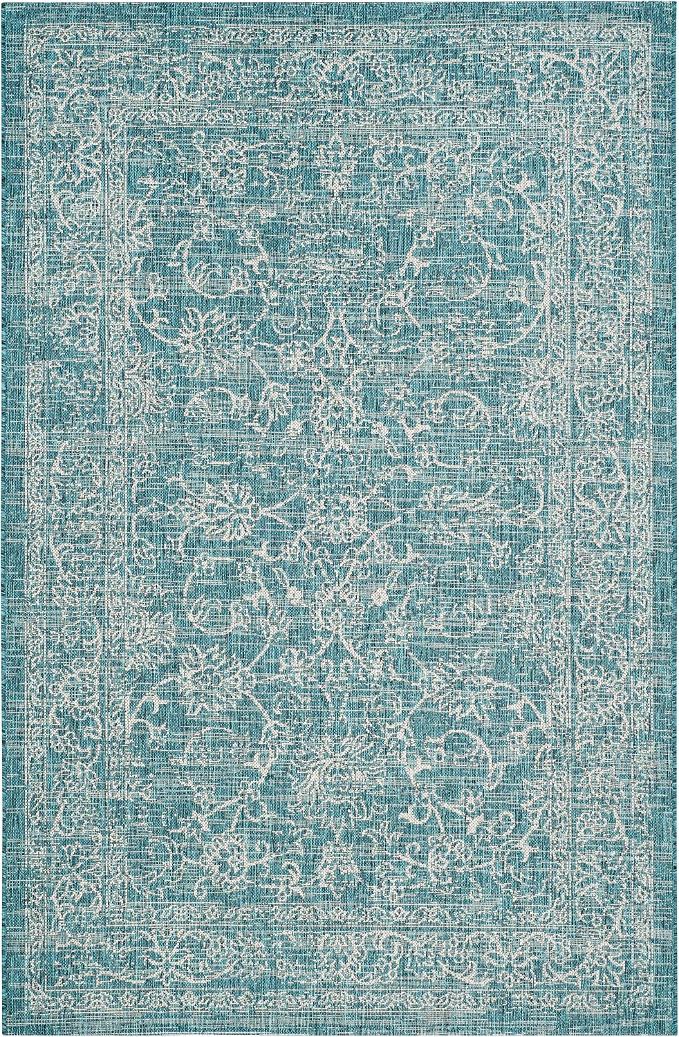 Alfombra exterior lavable Courtyard 5'3x7'7 Turquesa