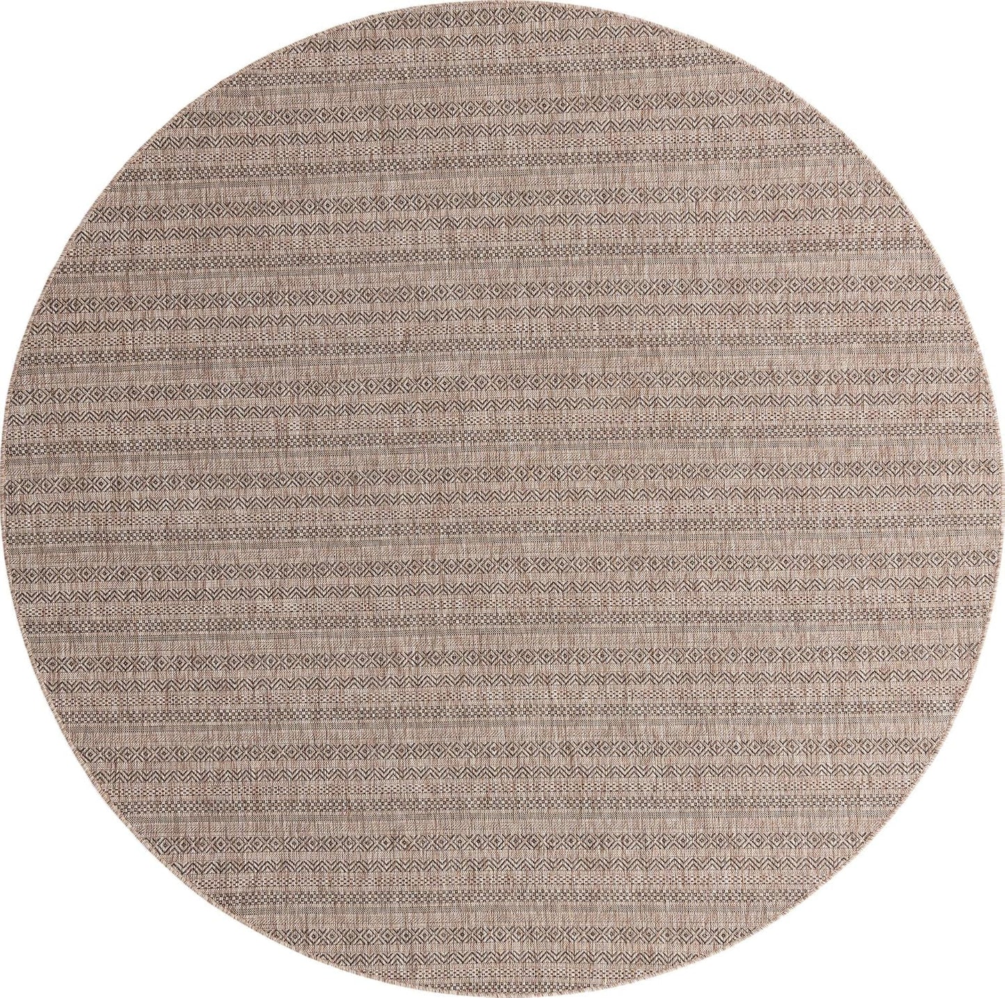 Alfombra rayas al aire libre Maia 10ft redonda natural/negro