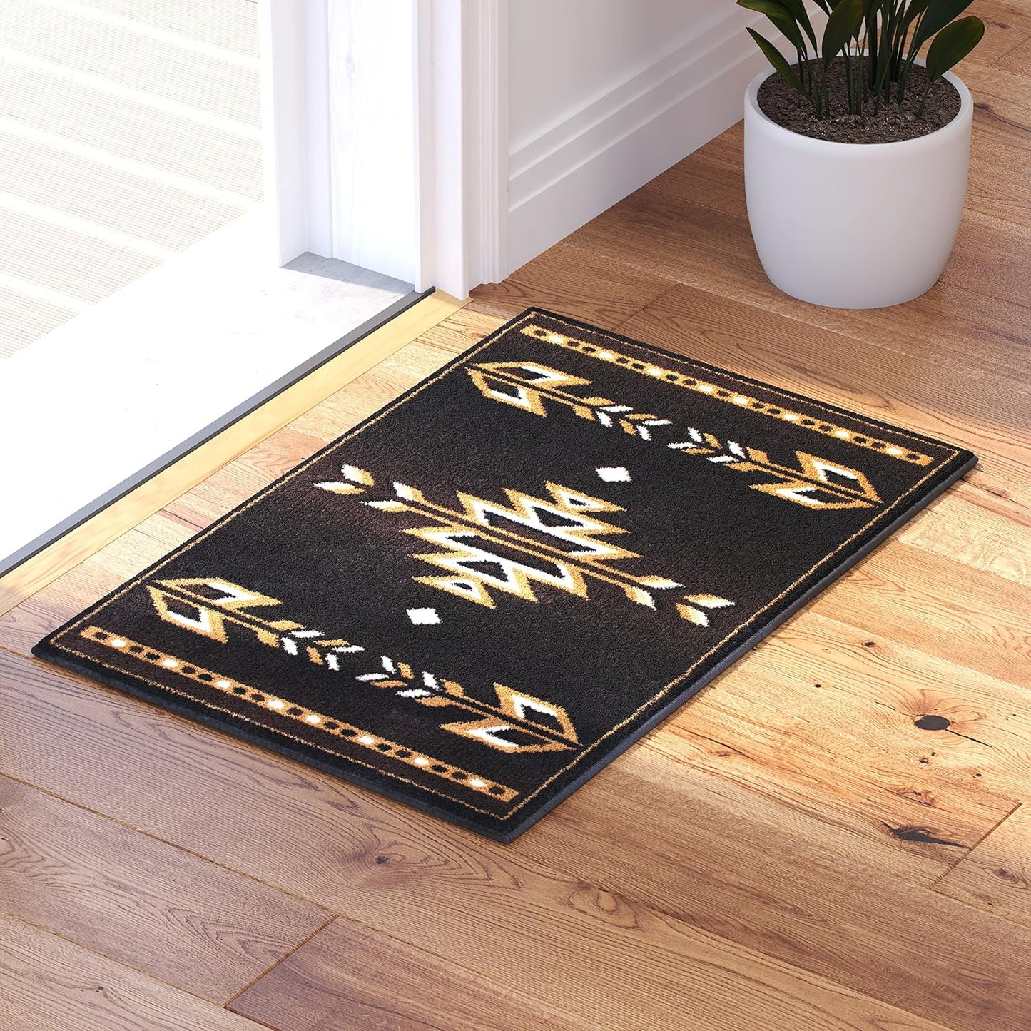 Alfombra estilo nativo suroeste 2x3ft marrón beige