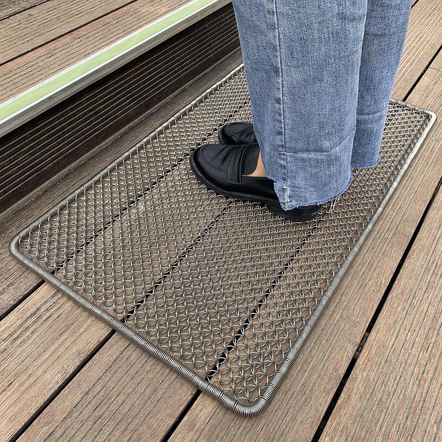Tapete metal puerta entrada impermeable resistente 18.5x31