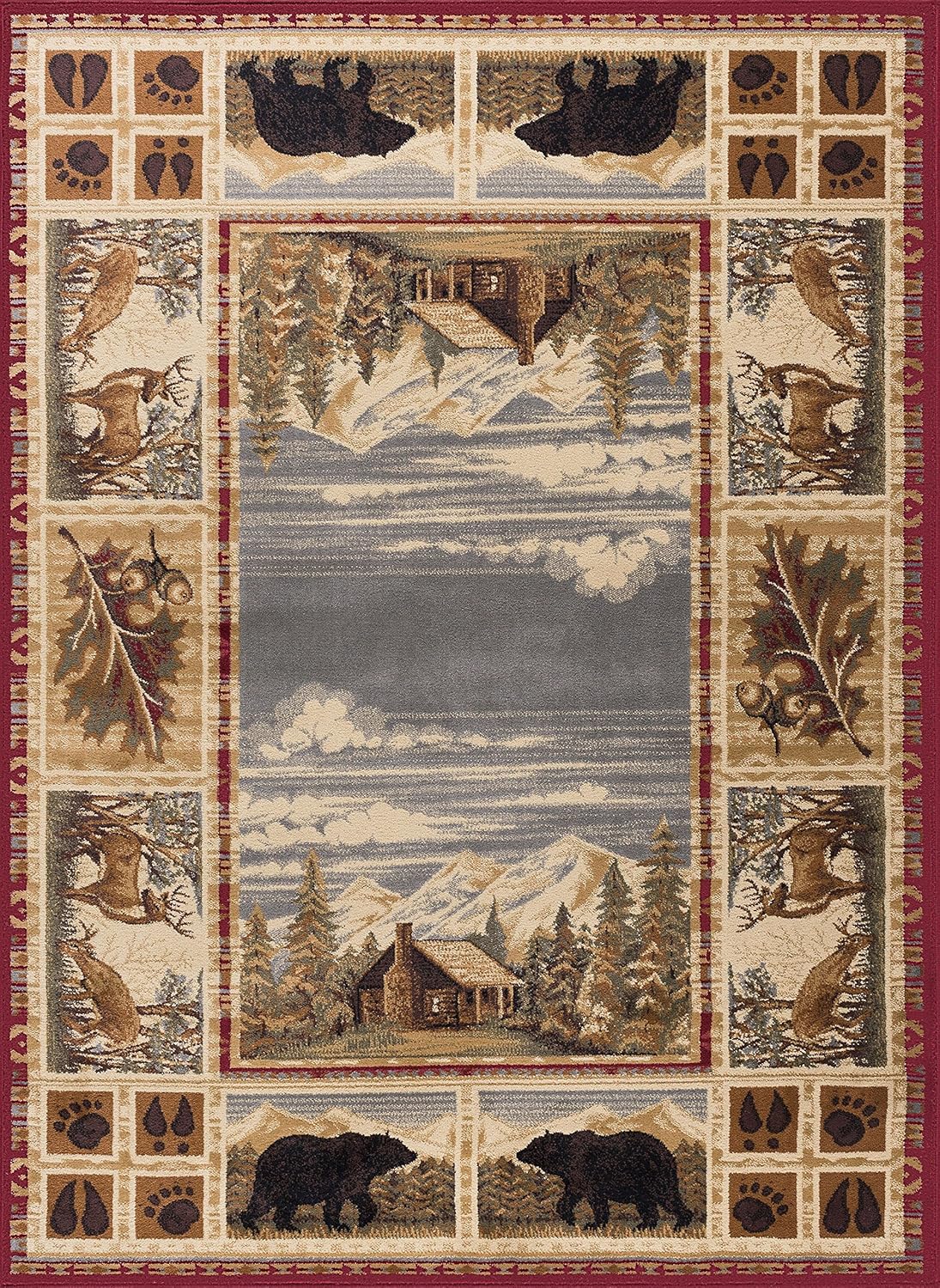 Alfombra roja estilo cabaña 9x12ft para sala dormitorio