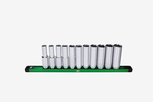 Set 11 Pzas Llaves Vaso 1/2" 6 Puntos Cromo Profundo