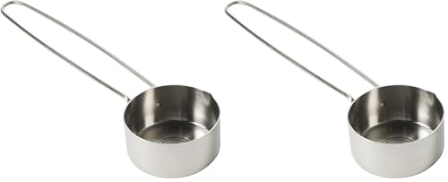 Taza medidora acero inox 1/3 plateada set 2