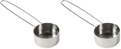 Taza medidora acero inox 1/3 plateada set 2