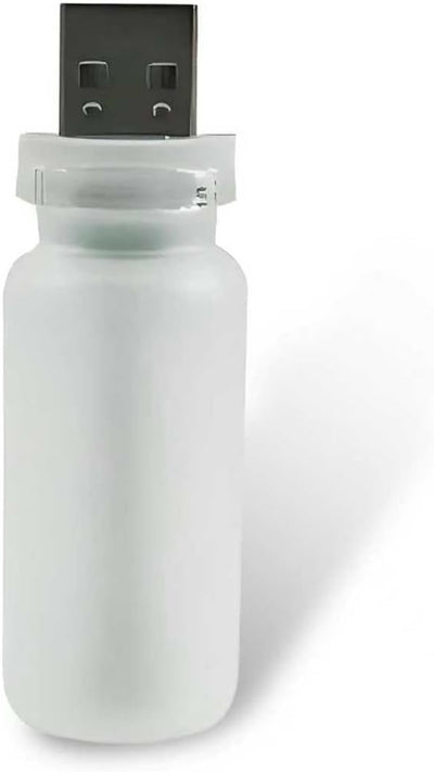Lámpara nocturna USB en botella vidrio esmerilado luz azul