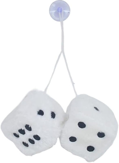 1 Par Dados Retro para Espejo Coche Decoración Blanco