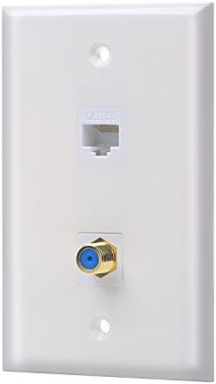1 Puerto Ethernet y 1 Conector Coaxial Tipo F Placa Pared Blanco