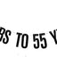 Pancarta purpurina negra texto 'cheers to 55 years'