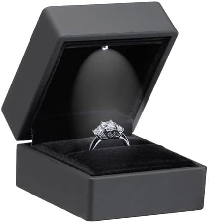 Caja anillo lujo con luz led forma cuadrada regalo joyería