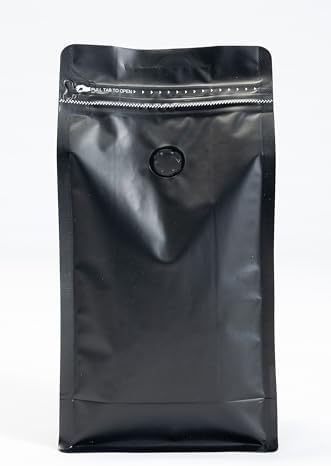Bolsas café con válvula 16oz 50uds reutilizables color negro