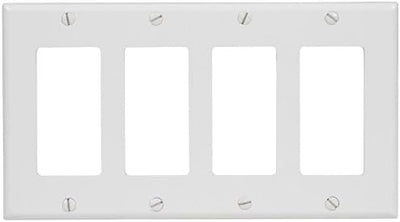 Placa GFCI pared 4 ventanas termoestable color blanco