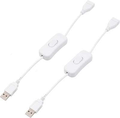 2 Pzas Cable USB blanco macho hembra con interruptor