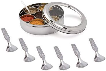 Caja especias acero inox 7 contenedores transparentes