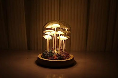 Luz de hongo hecha a mano retro para noche