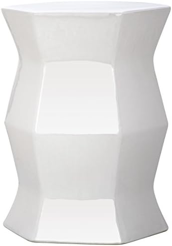 Taburete jardín cerámica hexagonal moderno blanco
