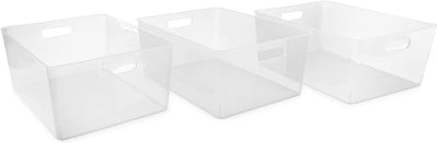 3 Pzas Contenedores Plástico XL Transparente 13.9x10.6x5.75