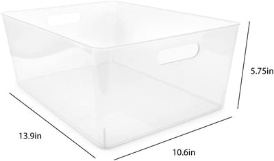 3 Pzas Contenedores Plástico XL Transparente 13.9x10.6x5.75