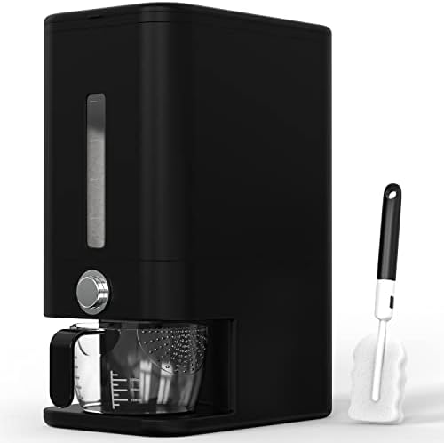 Dispensador arroz 26.5lb con taza y báscula hermético negro