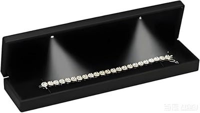 Caja pulsera LED negra lujo para collar y cadena regalo