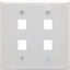 Placa pared Keystone 2 cuadrillas 4 puertos color blanco