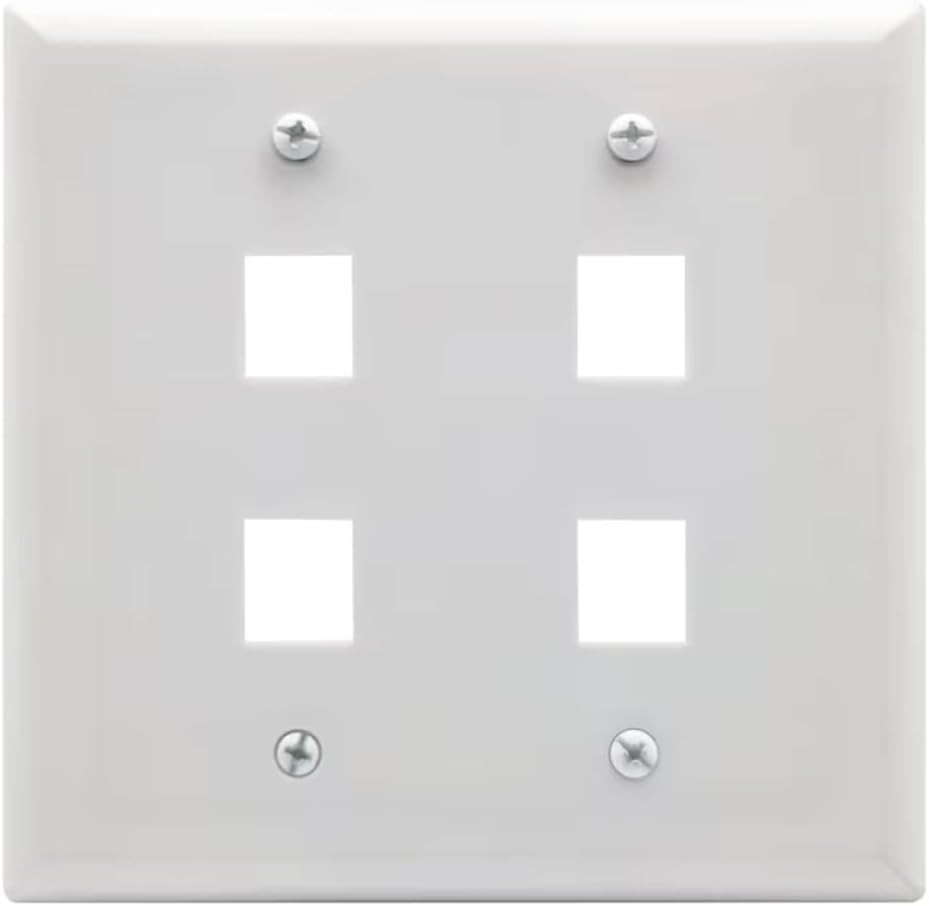 Placa pared Keystone 2 cuadrillas 4 puertos color blanco