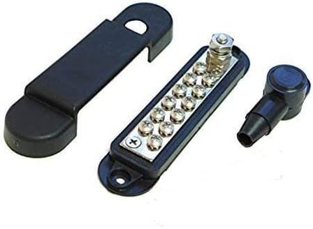 Barra colectora 12 puntos 240A tornillo 1/4" negra