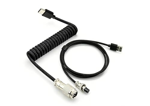 Cable USB-C en espiral para teclado mecánico doble manga