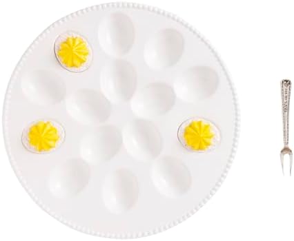 Plato huevo deviled cerámica blanca