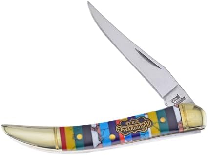 Cuchillo bolsillo con palillo dientes barra turquesa acero inox