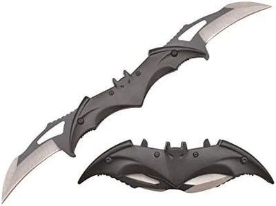 Cuchillo plegable doble hoja con resorte y clip cinturón negro