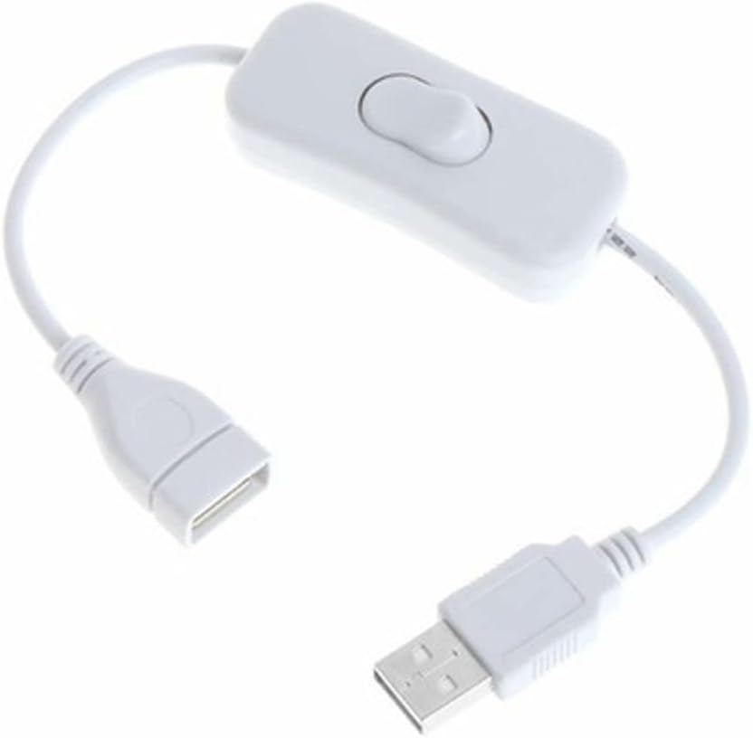 2 Pzas Cable USB blanco macho hembra con interruptor