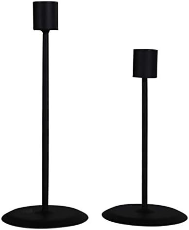 Candelabro metal negro para velas cónicas decorativo