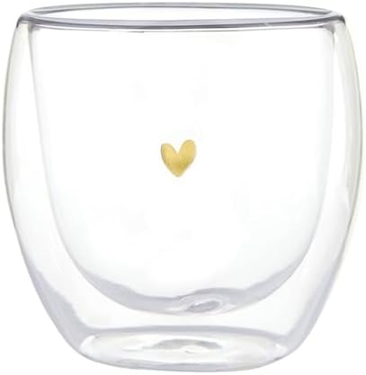 Taza café vidrio doble pared 8.5oz color dorado