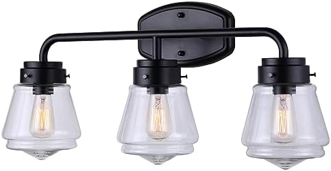 Lámpara tocador 3 luces cristal transparente acabado negro