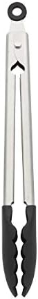 Pinzas acero inox con punta silicona 12pulg negro