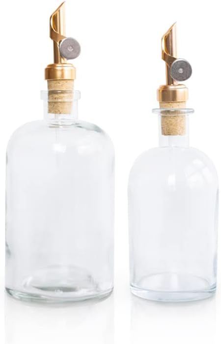 Dispensador vidrio transparente 13oz color dorado