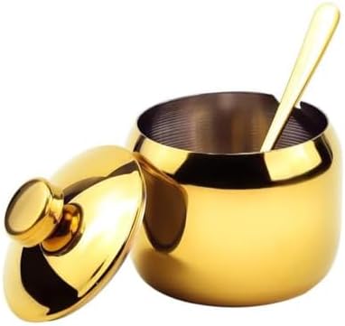 Azucarero acero inox con tapa y cuchara para café y sal