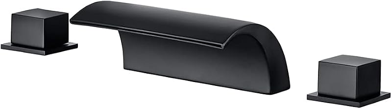 Grifo bañera cascada negro mate latón 2 manijas