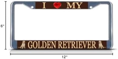 Marco matrícula perro texto I Love My Golden Retriever