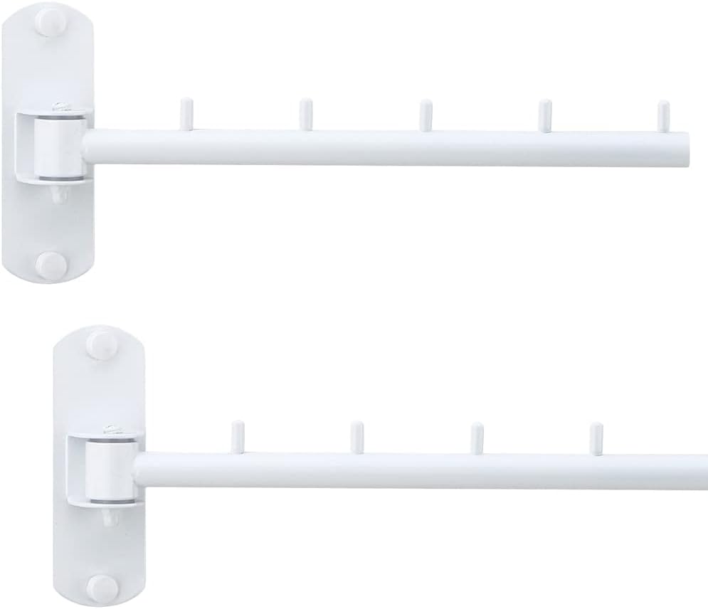 2 Pzas Perchero Plegable Acero Inox Brazo Oscilante Blanco