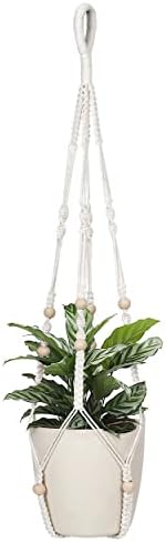 Soporte macramé 32pulg macetas colgantes madera decoración bohemia
