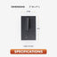 Luz de lectura Vera 5x9pulg negro mate con USB-A y USB-C